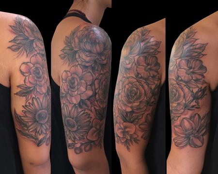 Tattoos - Black & Gray Flowers - 125430
